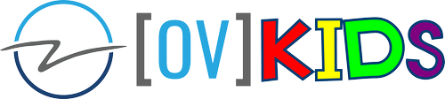 OV Kids logo featuring colorful text and the OV Church emblem, representing children's ministry and community engagement.