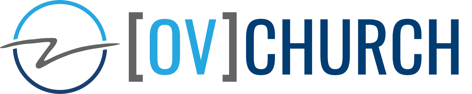 Ocean View Church (OV) logo featuring a stylized wave and modern typography, representing community engagement and spiritual services.