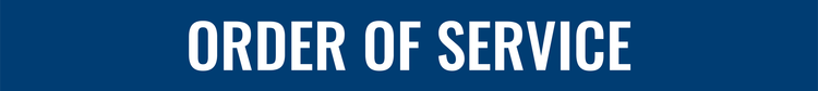 Order of Service bulletin for OV Church, featuring worship details, song titles, and upcoming events.
